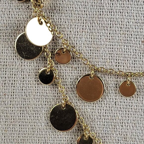 Lia Sophia Gold Tone Dangle Circle Charm Necklace 37" Opera Length Flapper - Picture 3 of 8